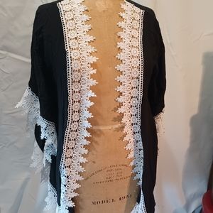 Venus Black Robe with White Lace